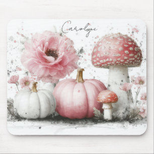 Tapis De Souris Citrouilles d'automne, champignons et fleurs