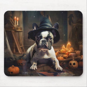 Tapis De Souris Citrouilles d'Halloween effrayantes de Bouledogue