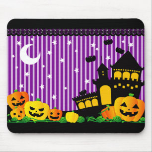 Tapis De Souris Citrouilles d'Halloween et Maison hantée
