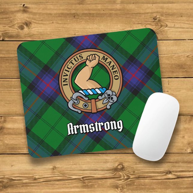 Tapis De Souris Clan Armstrong Crest sur Tartan (Créateur téléchargé)