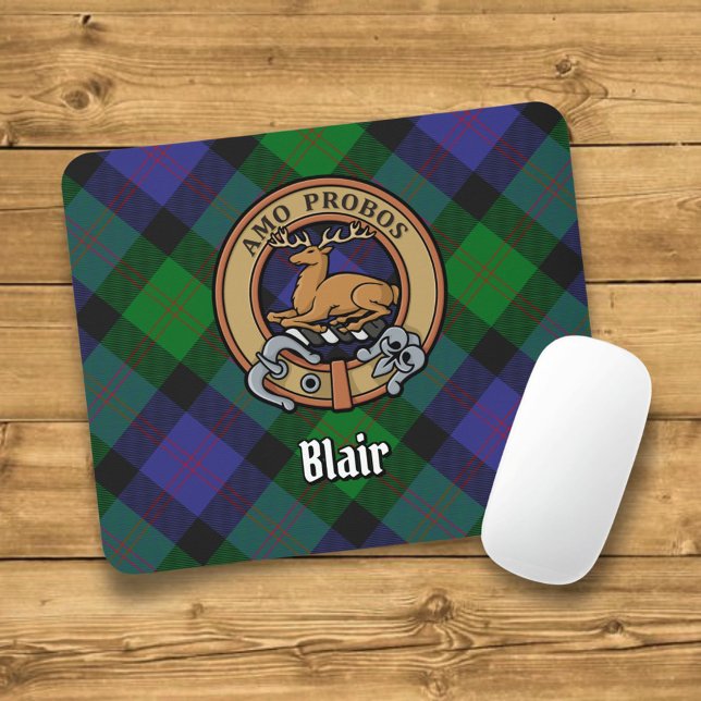 Tapis De Souris Clan Blair Crest sur Tartan (Créateur téléchargé)