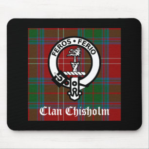 Tapis De Souris Clan Chisholm Tartan & Crest Badge