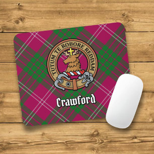 Tapis De Souris Clan Crawford Crest sur Tartan
