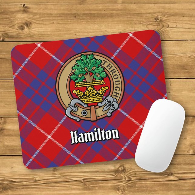 Tapis De Souris Clan Hamilton Crest sur Red Tartan (Créateur téléchargé)