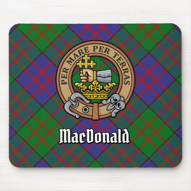 Tapis De Souris Clan MacDonald Crest sur Tartan (Devant)