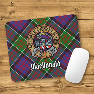 Tapis De Souris Clan MacDonald de Clanranald Crest sur Tartan