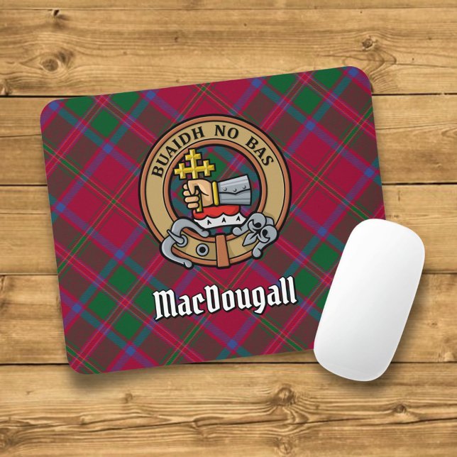 Tapis De Souris Clan MacDougall Crest sur Tartan (Créateur téléchargé)