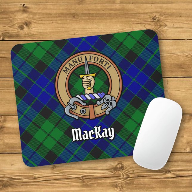 Tapis De Souris Clan MacKay Crest sur Tartan (Créateur téléchargé)