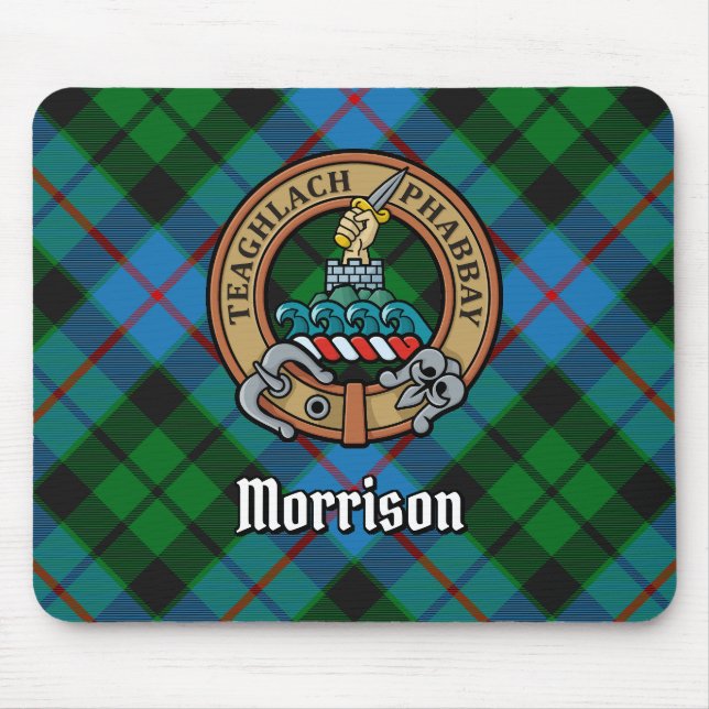 Tapis De Souris Clan Morrison Crest sur la chasse Tartan (Devant)