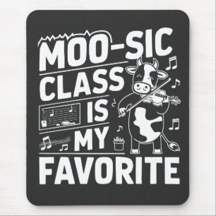 Tapis De Souris Classe Moo-sic est ma Favorite Funny Moo Cow Schoo