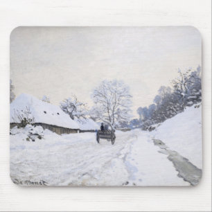 Tapis De Souris Claude Monet - Panier sur la route des neiges à Ho