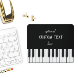 Tapis De Souris Clavier de piano et texte personnalisable noir et 