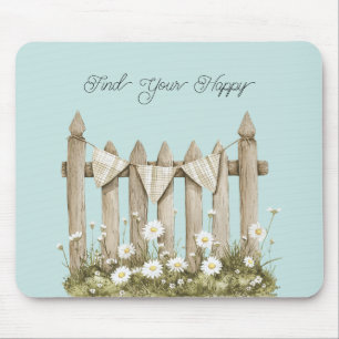 Tapis De Souris Clôture de jardin de fleurs de marguerite