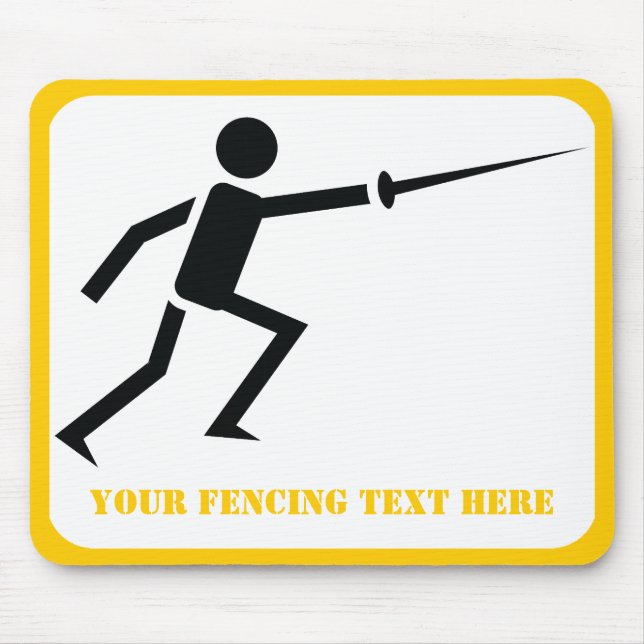 Tapis De Souris Clôture de silhouette noire Fencer personnalisée (Devant)