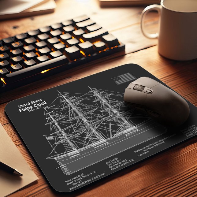 Tapis De Souris Cloud de vol de navire Clipper - Plan directeur (Clipper Ship Flying Cloud - Blueprint PD. Mouse Pad)