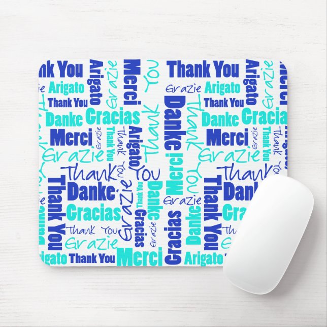 Tapis De Souris Cloud Merci bleu et turquoise (Avec souris)