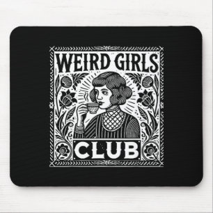 Tapis De Souris Club de Filles Bizarres Linogravure Rétro Introver
