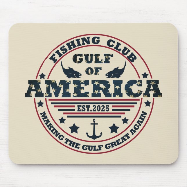 Tapis De Souris Club de pêche du golfe d'Amérique patriotique amér (Devant)