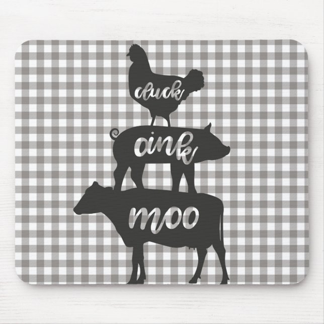 Tapis De Souris Cluck Oink Moo Chicken Cow Cow Pig Ferme (Devant)