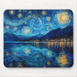 Tapis De Souris Coastal Night Sky Van Gogh Inspired