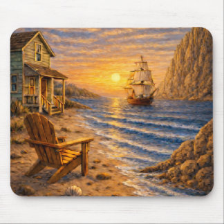 Tapis De Souris Coastal Sunset Sailing Mouse Pad
