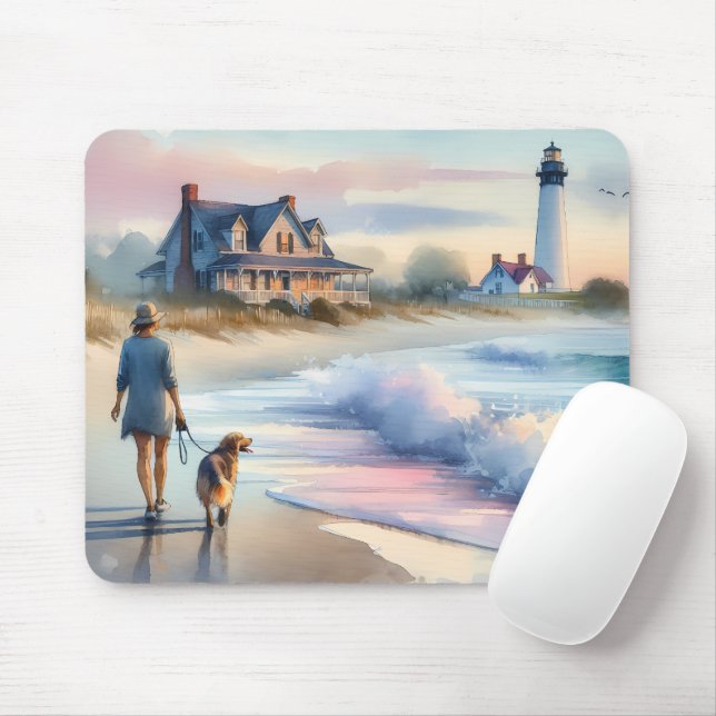 Tapis De Souris Coastal Walk to Lighthouse at Sunset (Avec souris)
