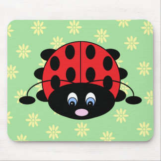 Tapis De Souris Coccinelle avec des fleurs Mousepad
