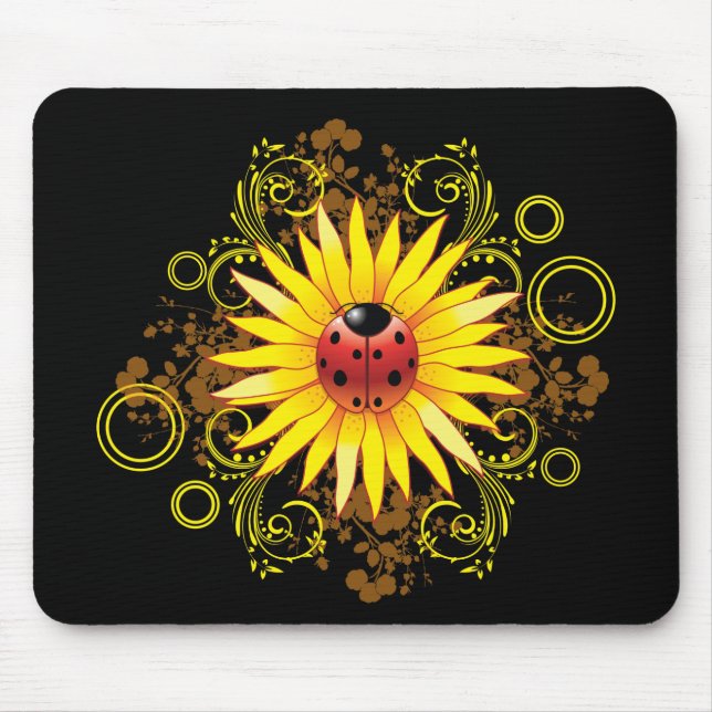 Tapis De Souris Coccinelle et tournesol Mousepad (Devant)