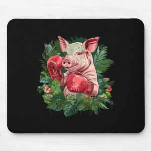 Tapis De Souris Cochon de boxe avec gants de boxe Kickboxing Boîte