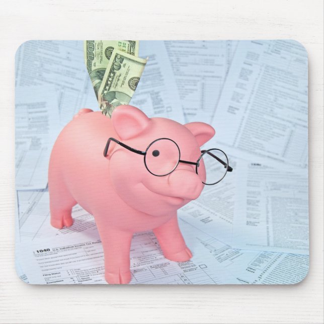 Tapis De Souris Cochon de l'impôt sur le revenu (Devant)