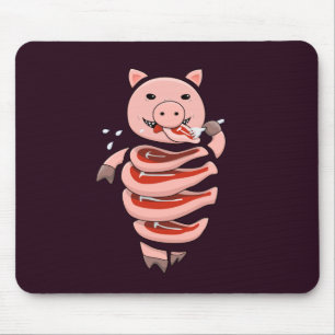 Tapis De Souris Cochon Drôle Manger Des Steaks De Lui-Même