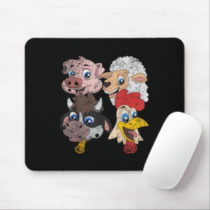Tapis De Souris Cochon Mouton Vache Poulet Enfants Tout-petits Drô