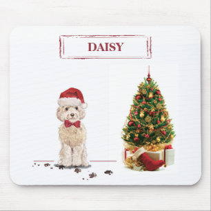 Tapis De Souris Cockapoo Champagne drôle de Noël avec arbre