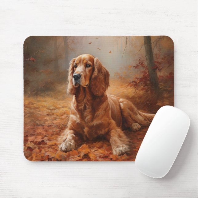 Tapis De Souris Cocker Spaniel à l'automne Feuilles automne Inspir (Avec souris)