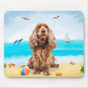 Tapis De Souris Cocker Spaniel Chien sur la plage