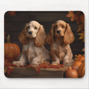 Tapis De Souris Cocker Spaniel Puppy Automne Citrouille de plaisir