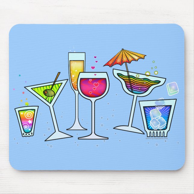 TAPIS DE SOURIS COCKTAIL VERRES MOUSEPAD (Devant)