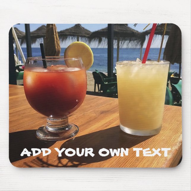 Tapis De Souris Cocktails by the Sea Custom Text (Devant)