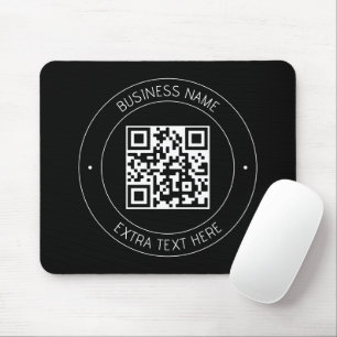 Tapis De Souris Code QR et texte modifiable Noir et blanc
