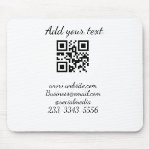 Tapis De Souris code QR personnalisé simple ajouter votre nom text