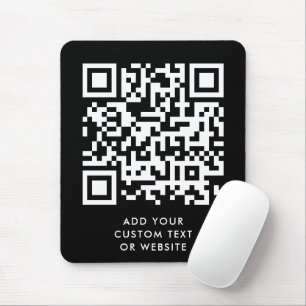 Tapis De Souris Code QR   Votre texte Noir Moderne Minimaliste