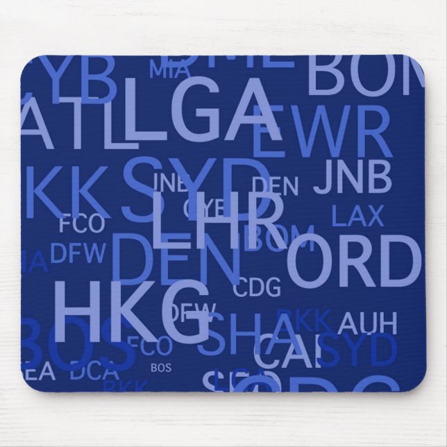 Tapis De Souris Codes d'aéroport de voyageur fréquent (Devant)