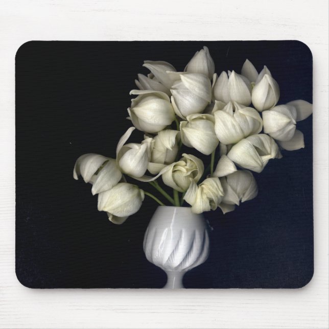 Tapis De Souris "Coeur blanc en noir" (Devant)