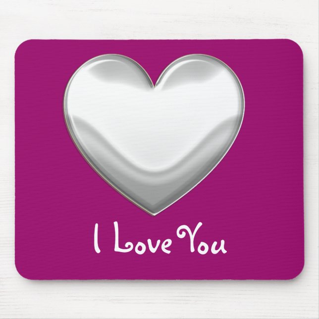 Tapis De Souris Coeur blanc - Je t'aime Mousepad (Devant)