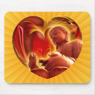 Tapis De Souris Coeur BUDDHA   radiale jaune
