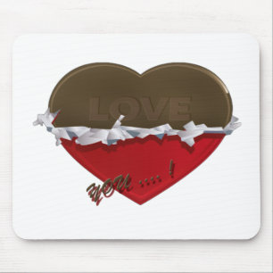 Tapis De Souris coeur chocolat non emballé vous aimez