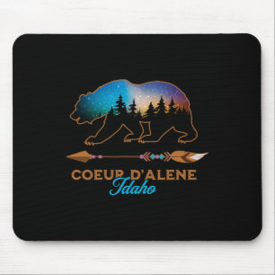 Tapis De Souris Coeur D'alene Idaho Ours Nuit Étoilée Voyage Souve