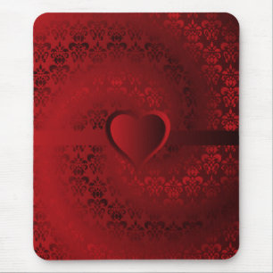 Tapis De Souris Coeur damassé rouge
