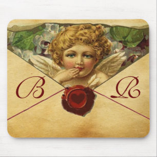 Tapis De Souris CŒUR D'ANGE SCEAU DE CIRE PARCHEMIN Monogramme