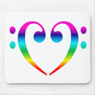 Tapis De Souris Coeur de clef basse d'arc-en-ciel